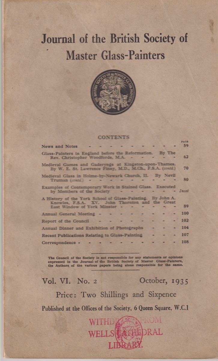 Image for Journal of the British Society of Master Glass-Painters. Vol. VI No. 2 October, 1935 Journal of the British Society of Master Glass-Painters. Vol. VI No. 2 October, 1935