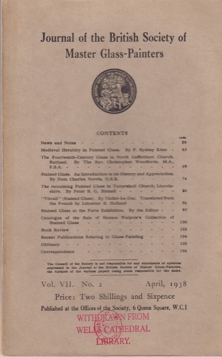 Image for Journal of the British Society of Master Glass-Painters. Vol. VII No. 2 April, 1938 Journal of the British Society of Master Glass-Painters. Vol. VII No. 2 April, 1938