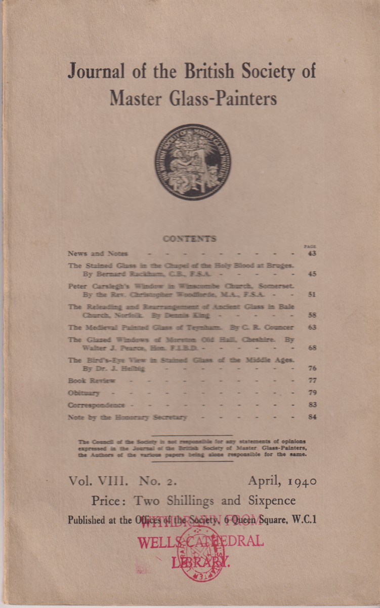 Image for Journal of the British Society of Master Glass-Painters. Vol. VIII No. 2. April, 1940 Journal of the British Society of Master Glass-Painters. Vol. VIII No. 2. April, 1940