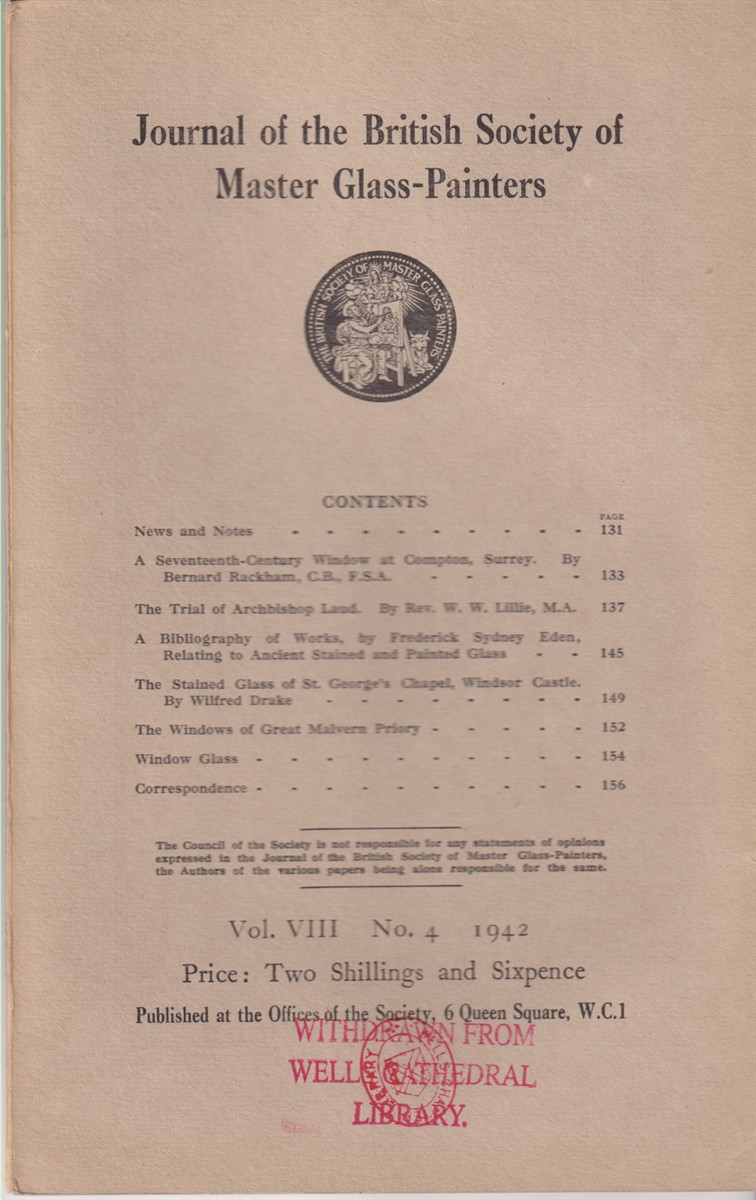 Image for Journal of the British Society of Master Glass-Painters. Vol. VIII No. 4. 1942 Journal of the British Society of Master Glass-Painters. Vol. VIII No. 4. 1942