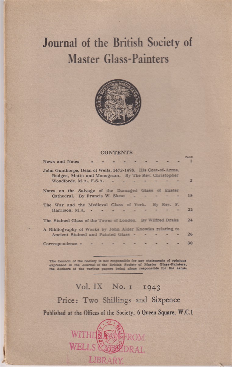 Image for Journal of the British Society of Master Glass-Painters. Vol. IX No. 1. 1943 Journal of the British Society of Master Glass-Painters. Vol. IX No. 1. 1943