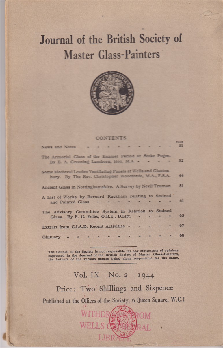 Image for Journal of the British Society of Master Glass-Painters. Vol. IX No. 2. 1944 Journal of the British Society of Master Glass-Painters. Vol. IX No. 2. 1944