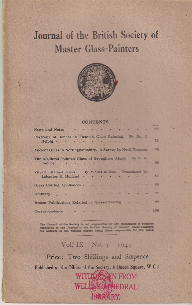 Image for Journal of the British Society of Master Glass-Painters. Vol. IX No. 3. 1945 Journal of the British Society of Master Glass-Painters. Vol. IX No. 3. 1945