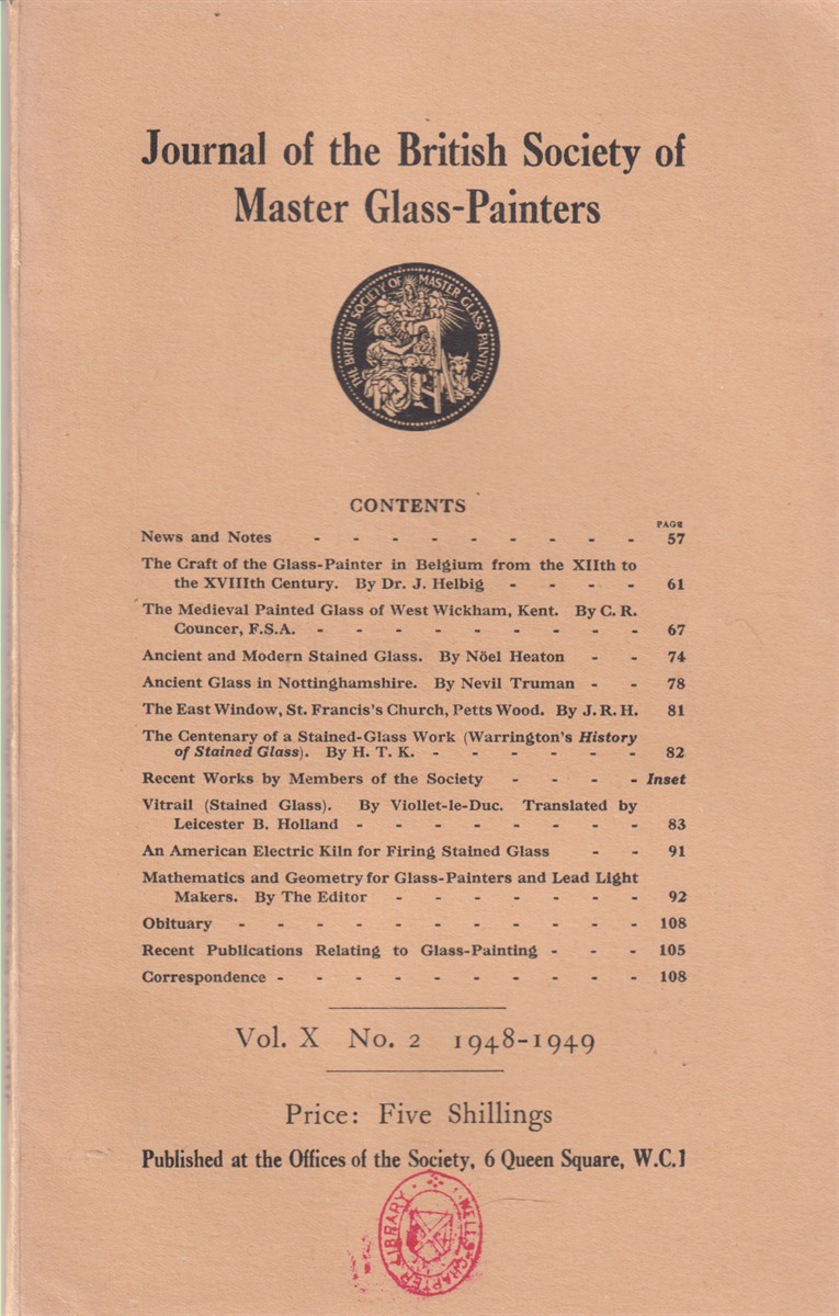Image for Journal of the British Society of Master Glass-Painters. Vol. X No. 2. 1948-1949 Journal of the British Society of Master Glass-Painters. Vol. X No. 2. 1948-1949