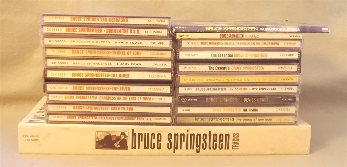 Bruce Springsteen 19 CD Lot: Tracks, Greeting from Asbury Park, Wild Innocent and E Street Shuffle, Born to Run, Darkness on the Edge of Town, the River, Nebraska, Born in the USA, Tunnel of Love, Human Touch, Lucky Town, Ghost of Tom Joad, Rising, Magic Working on a Dream, in Concert - Plugged, Liv