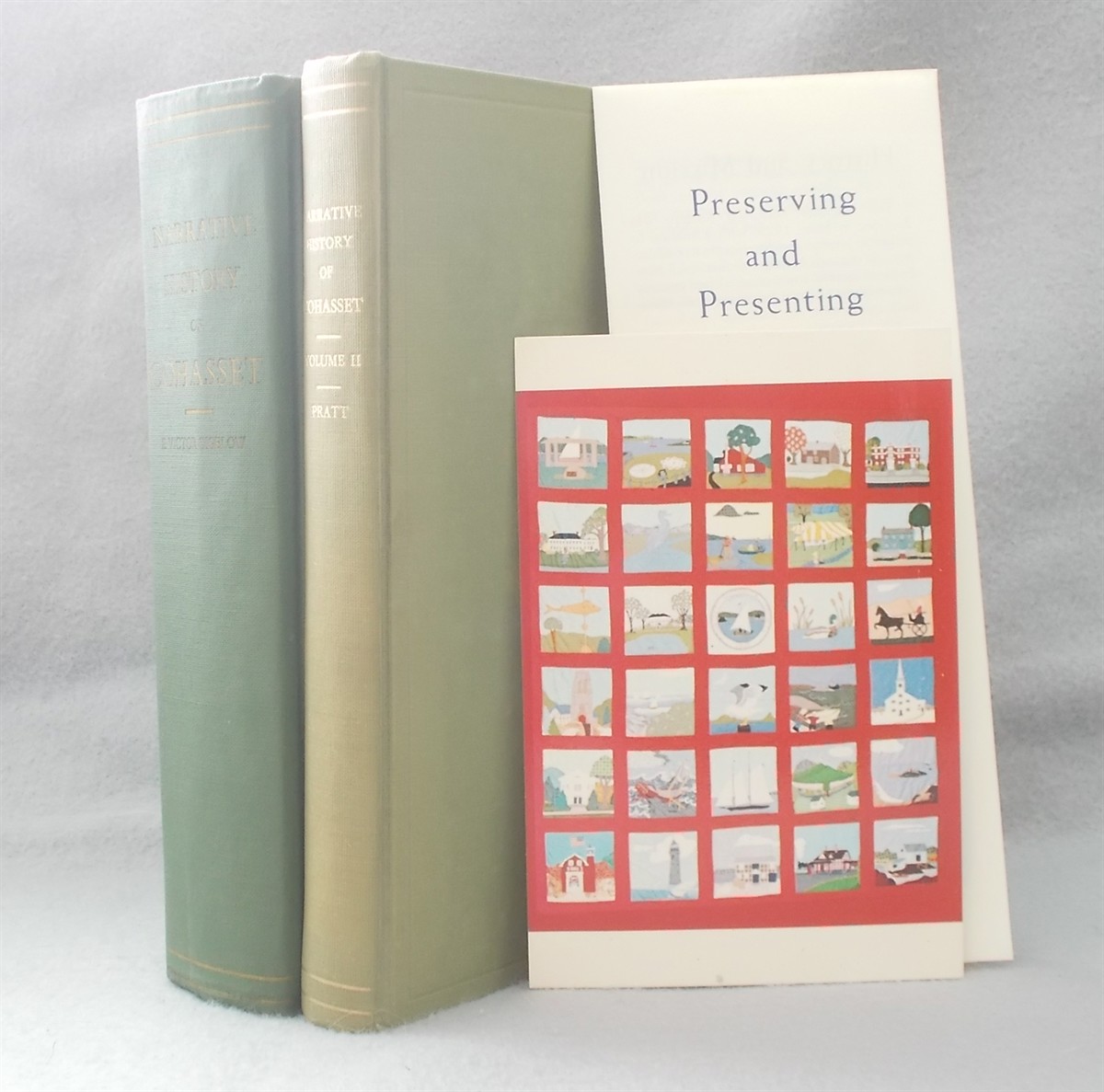 A Narrative History of the Town of Cohasset, Massachusetts: Volumes I and II (2 Volume Set with Ephemera - Bicentennial Quilt Postcard)