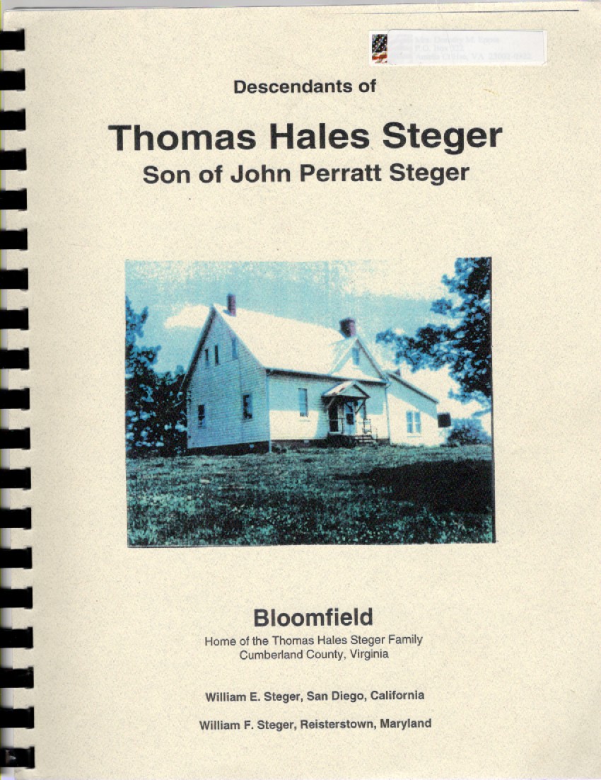 Descendants of Thomas Hales Steger Son of John Perratt Steger