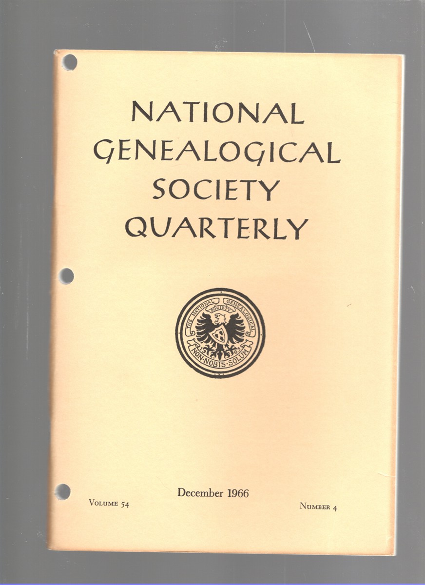 National Genealogical Society Quarterly Volume 54 Number 4 December 1966