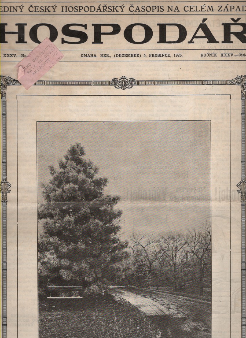 Hospodar the only Czech business magazine in the entire West Vol. XXXV No. December 1925 (jedin cesk obchodn casopis na celm Zpade)