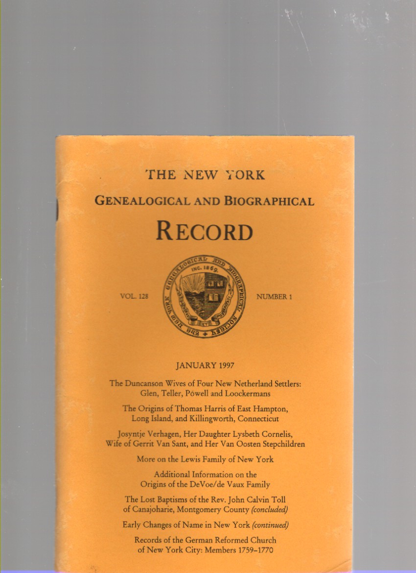 The New York Genealogical and Biographical Record Volume 128 Number 1 January 1997
