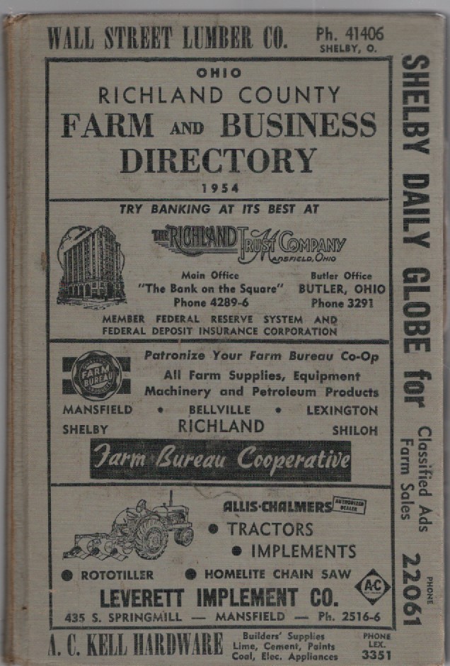 Ohio Richland County Farm and Business Directory 1954