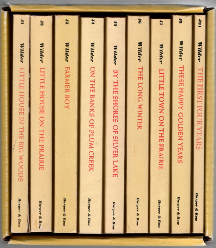 The Little House Books boxed set (9 Volumes) Little House in the Big Woods, Little House on the Prairie, Farmer Boy, On the Banks of Plum Creek, By the Shores of Silver Lake, The Long Winter, Little Town on the Prairie, These Happy Golden Years, etc