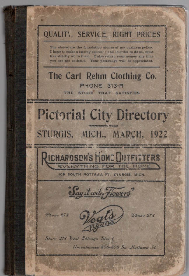 Sturgis, Michigan Pictorial City Directory March, 1922