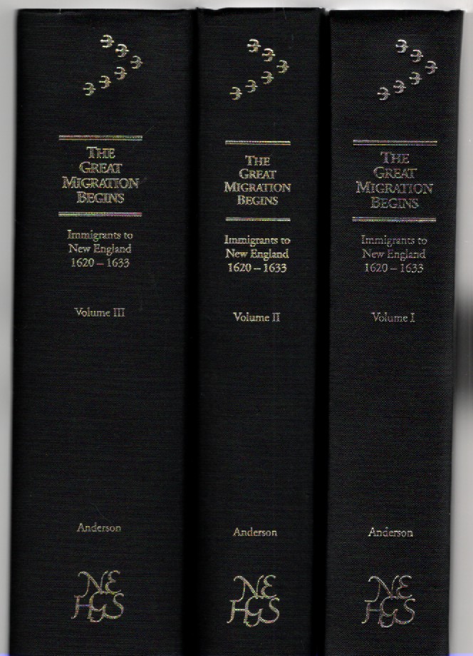 The Great Migration Begins Immigrants to New England 1620-1633 Volume I-III (three volumes)