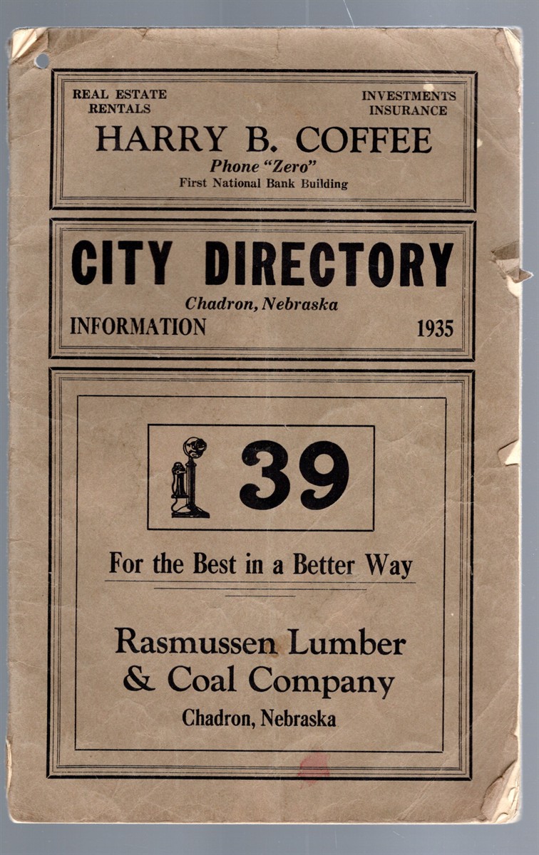 City Directory Chadron, Nebraska Information 1935