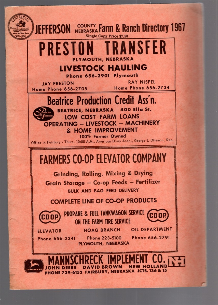 Jefferson County Nebraska Farm Directory 1967