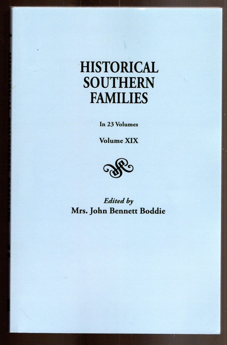 Image for Historical Southern Families Volume XIX Historical Southern Families Volume XIX