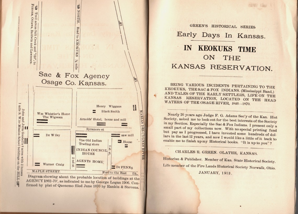 GREEN, CHARLES R. - Early Days in Kansas in Keokuk's Time on the Kansas Reservation