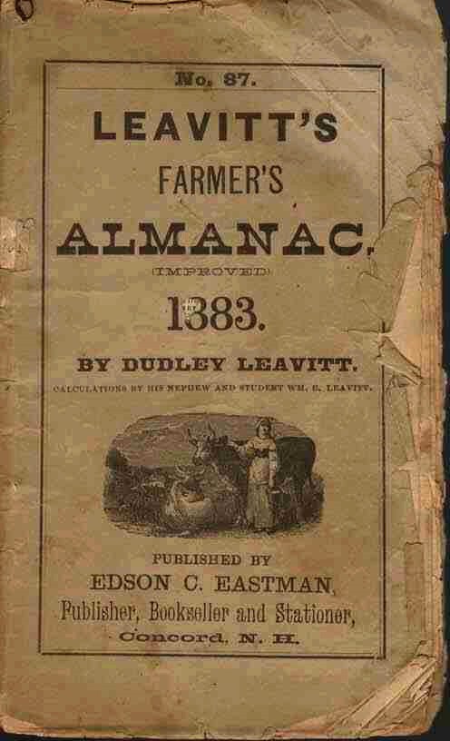 LEAVITT, DUDLEY - Leavitt's Farmer's Almanac, 1883 No. 87