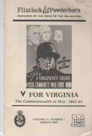 HESS, RICHARD FARMER - V for Virginia, the Commonwealth at War, 1941-45 Volume 11, Number 1, March 1993