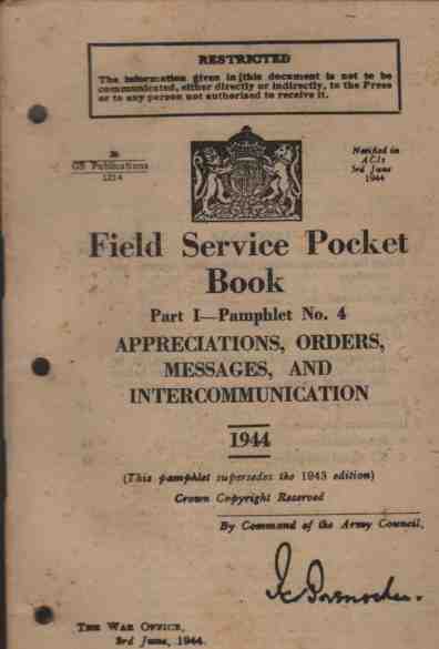 Image for Field Service Pocket Book, Part I, Pamphlet No 4, Appreciations, Orders, Messages, and Intercommunication