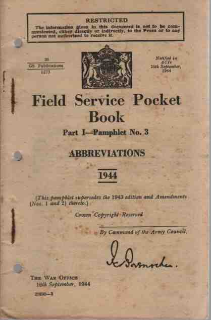 HMSO - Field Service Pocket Book, Part 1, Pamphlet No 3, Abbreviations