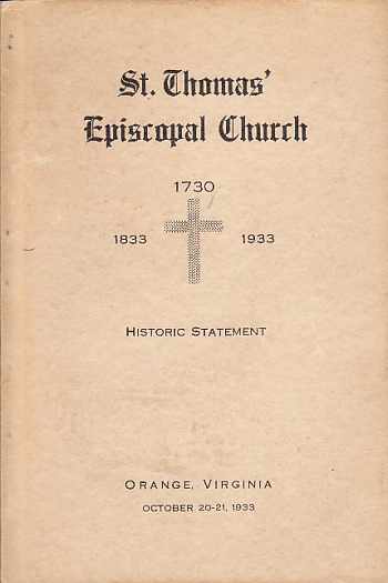 WARREN, H. C. - Bi-Centennial St. Thomas' Parish and Centennial St. Thomas' Church, October 20-21, 1933