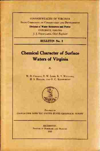 COLLINS, W. D - Chemical Character of Surface Waters of Virginia,