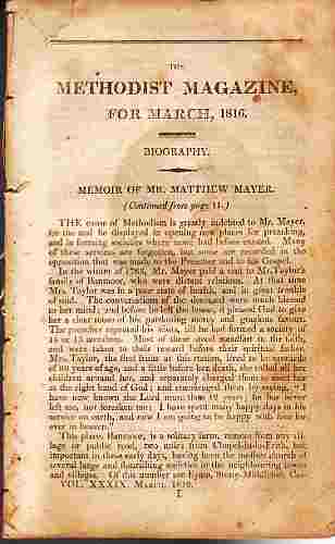 NO AUTHOR LISTED - The Methodist Magazine for March, 1816