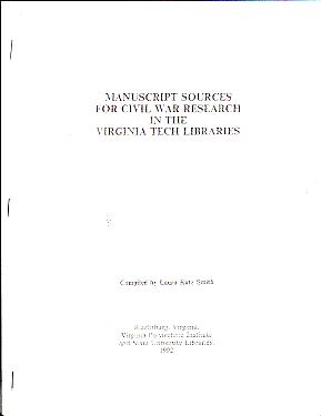 SMITH, LAURA H. KATZ - Manuscript Sources for Civil War Research in the Virginia Tech Libraries
