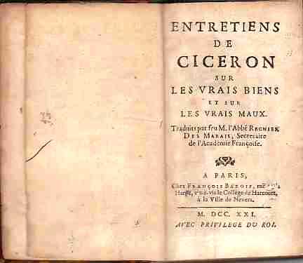Image for Entretiens de Ciceron sur Les Vrais Biens et sur Les Vrais Maux