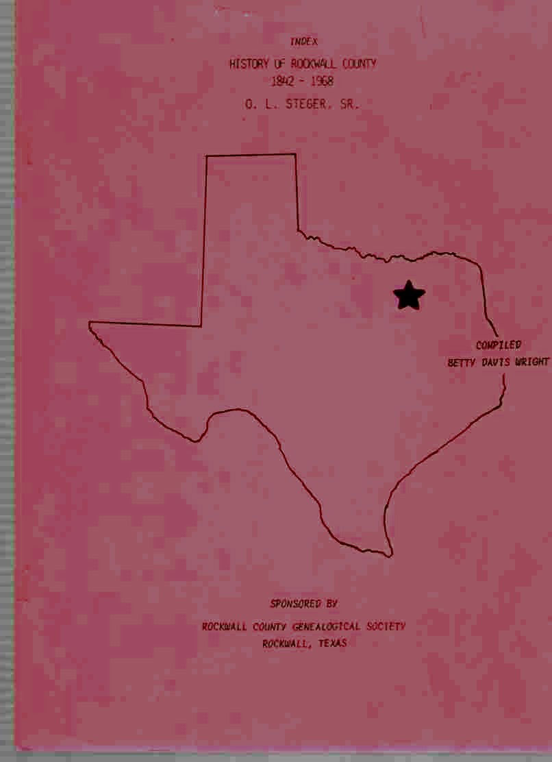 Image for Index to History of Rockwall County 1842-1968 (Texas) (Photocopy Only)