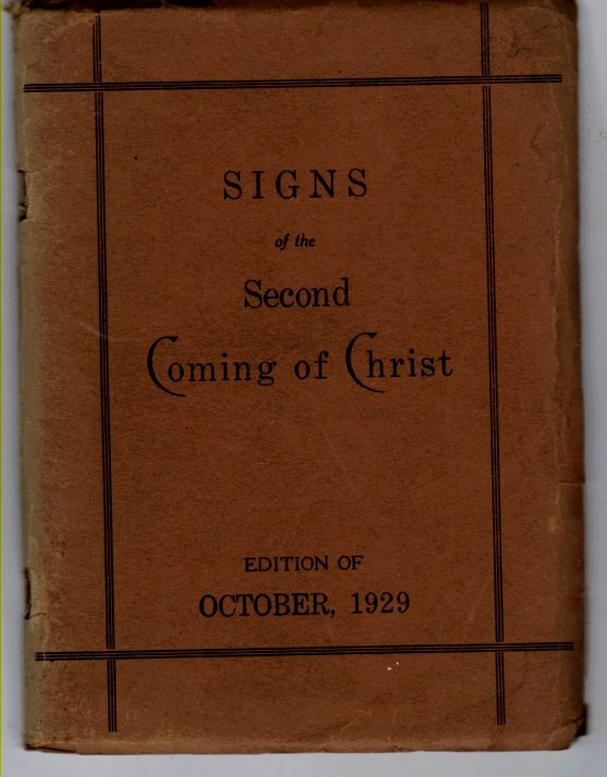 Image for Signs of the Second Coming of Christ Edition of October 1929