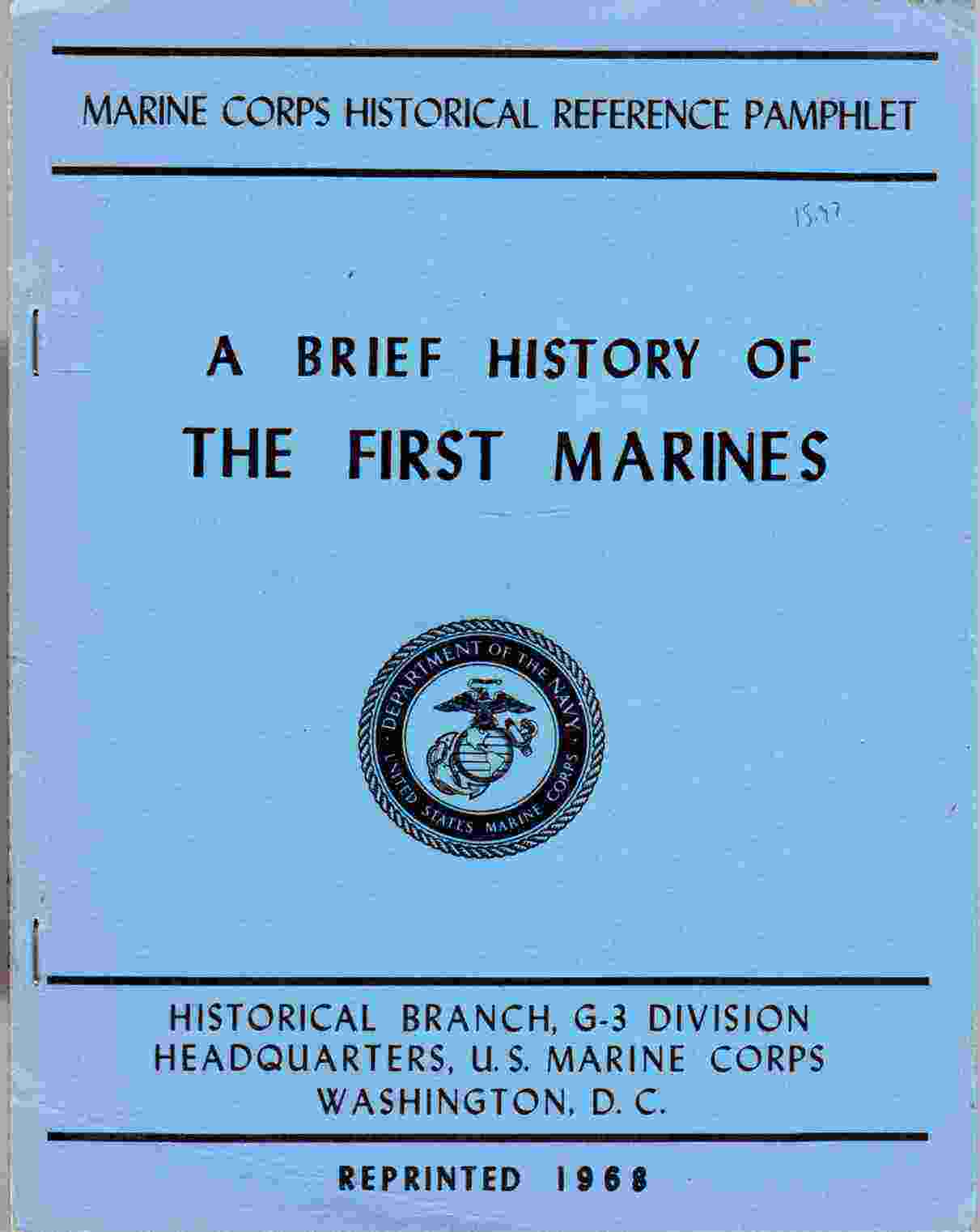 Image for Brief History of the First Marines.