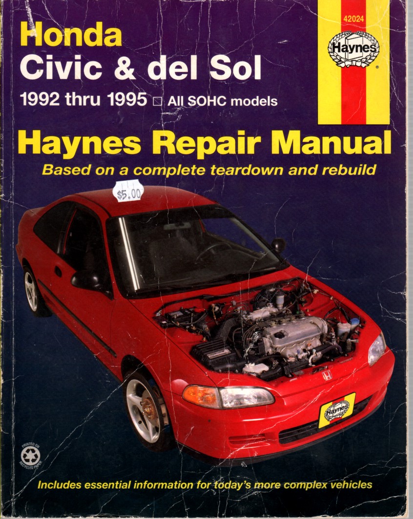Image for Honda Civic & Del Sol 1992-1995  Haynes Repair Manual based on a completge teardown and rebuild