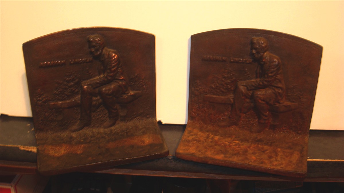 Image for Antique Bron Met D26 Abraham Lincoln Bookends Cast Bronz Coated