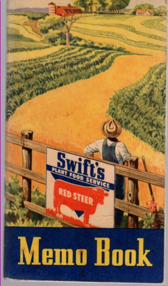 SWIFT - Swift's Plant Food Service, Red Steer, Memo Book 1954-1955