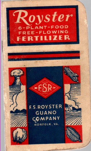 Image for Royster 6 Plant Food Free Flowing Fertilizer Memo Book-Calendar 1955-56