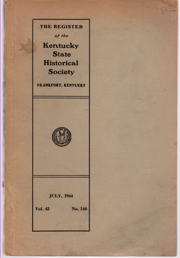 Image for The Register of the Kentucky Historical Society Vol.42 No. 140 July 1944