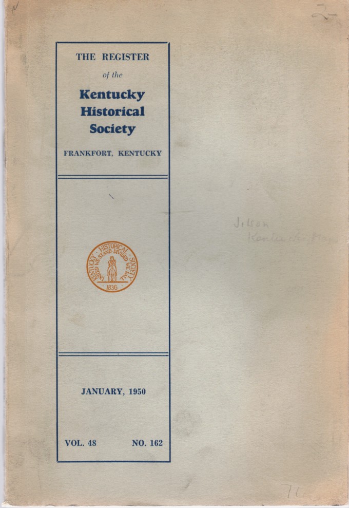 Image for The Register of the Kentucky Historical Society Vol.48 No. 162 January 1950