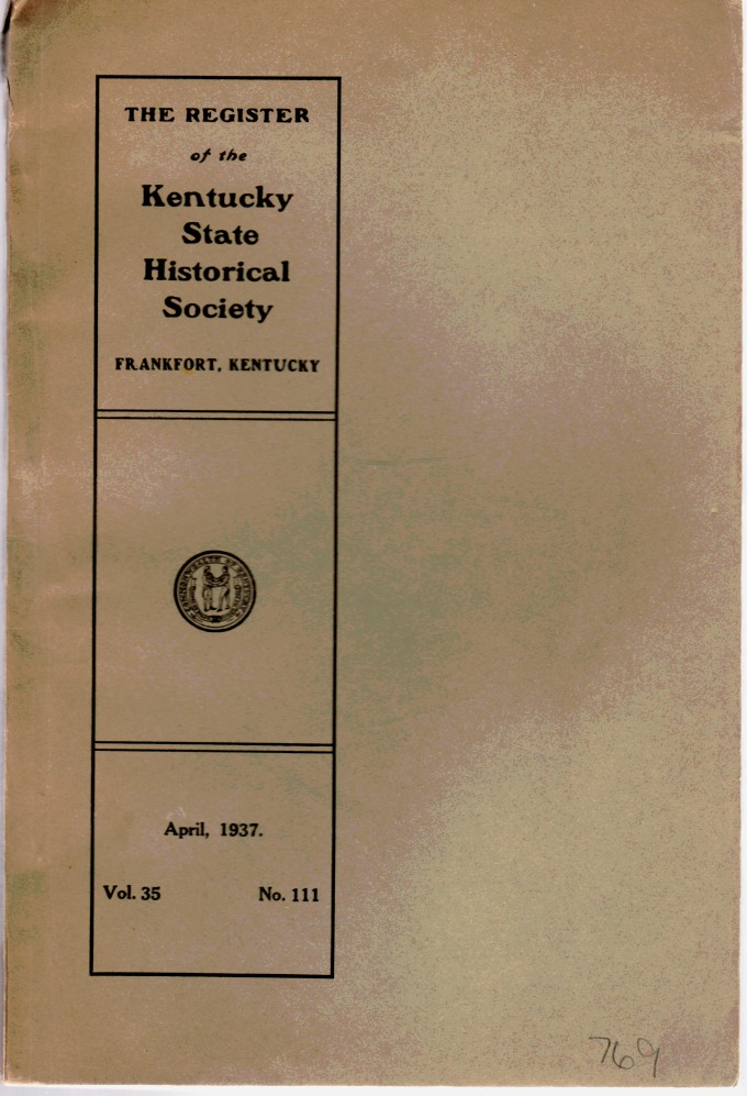 Image for The Register of the Kentucky Historical Society Vol.35 No. 111 April 1937