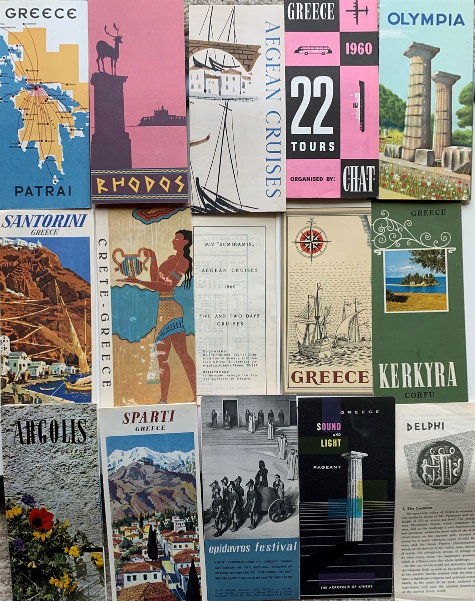 Image for Large Folding Brochure for American President Lines, Sail the Pacific; Plus Pamphlet, M) V "Semiramis" Aegean Cruises, 1960, with Deck Plan; [Also]; 14 Folding Pamphlets on Travel in Greece.  In Original Envelope for Kingdom of Greece National Tourist Organization.