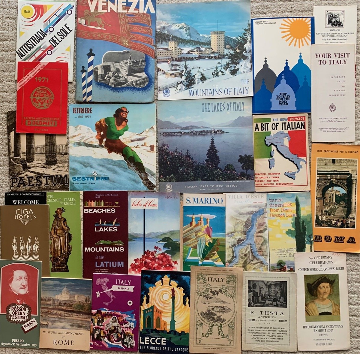 27 Items: Booklets & Brochures on Travel in Italy, (C. 1931-1983)