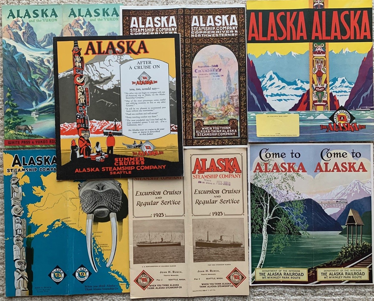 [7 Travel Brochures] Alaska Steamship Company; the Alaska Railroad
