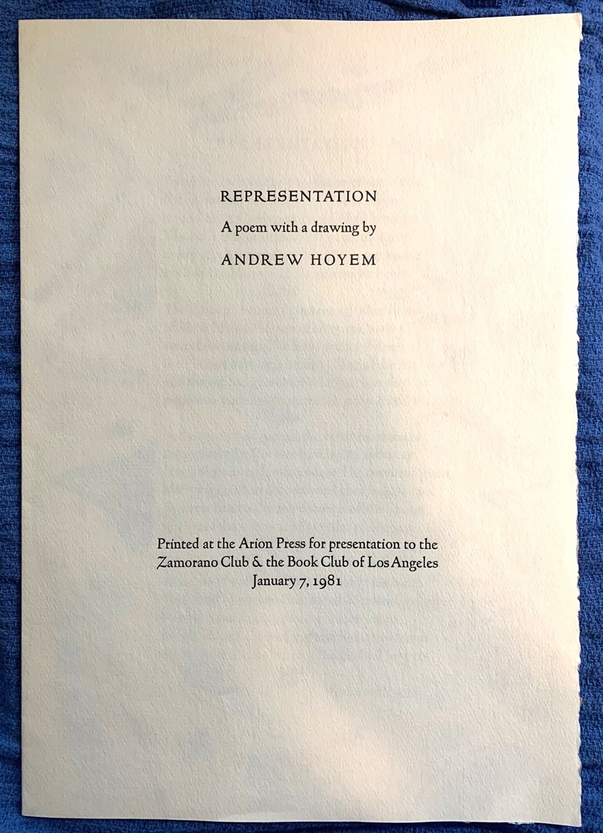 Image for Representation, a Poem with a Drawing Representation, a Poem with a Drawing