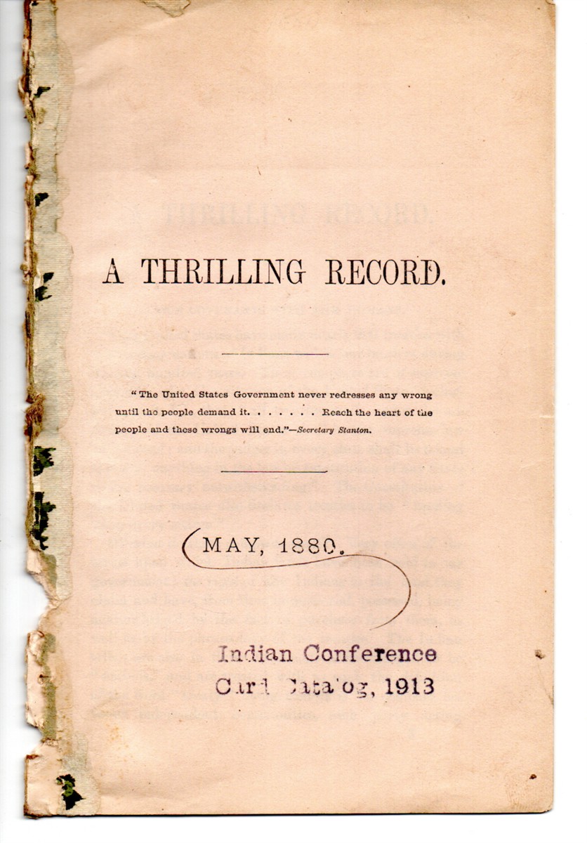 [Two Items] a Thrilling Record, May 1880. 
