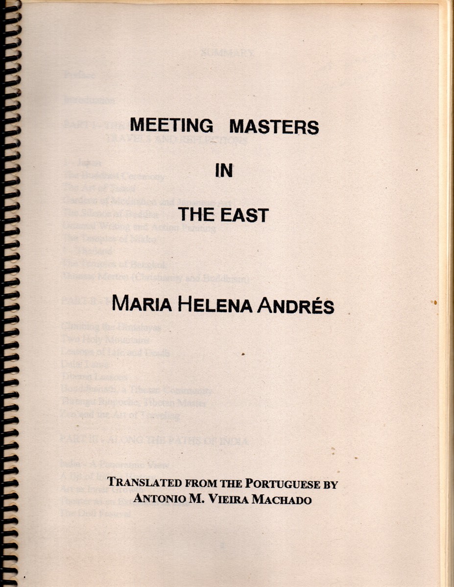 Meeting Masters in the East [Cover Title]; Translated from the Portuguese by Antonio M. Vieira MacHado