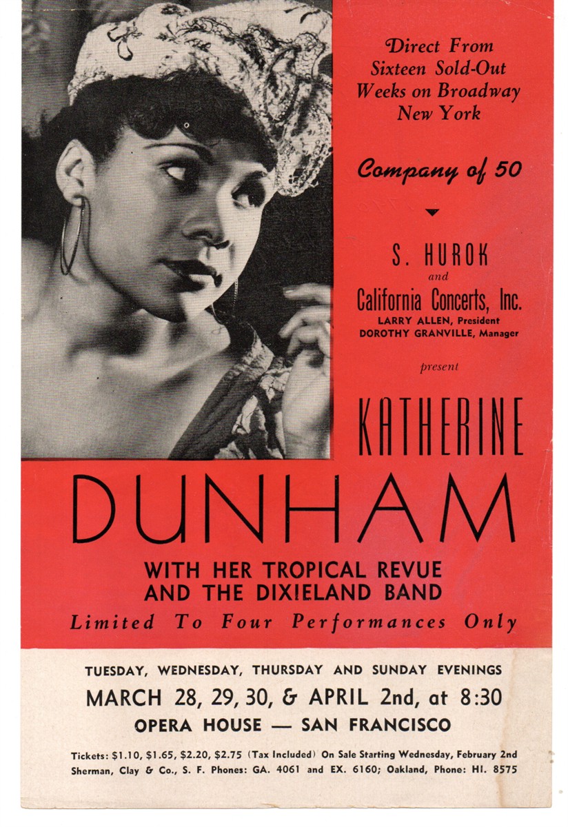 [Handbill] Katherine Dunham, with Her Tropical Review and the Dixieland Band