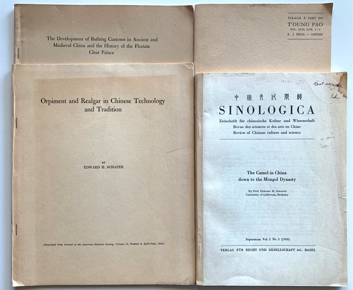 [4 Items] Sinologica, the Camel in China Down to the Mongol Dynasty; Orpiment and Realgar in Chinese Technology and Tradition; the Development of Bathing Customs in Ancient and Medieval China and the History of the Floriate Clear Palace; ; Notes on Mica in Medieval China in T'Oung Pao Vol. XLIII