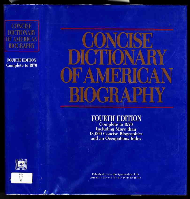 Image for CONCISE DICTIONARY OF AMERICAN BIOGRAPHY FOURTH EDITION